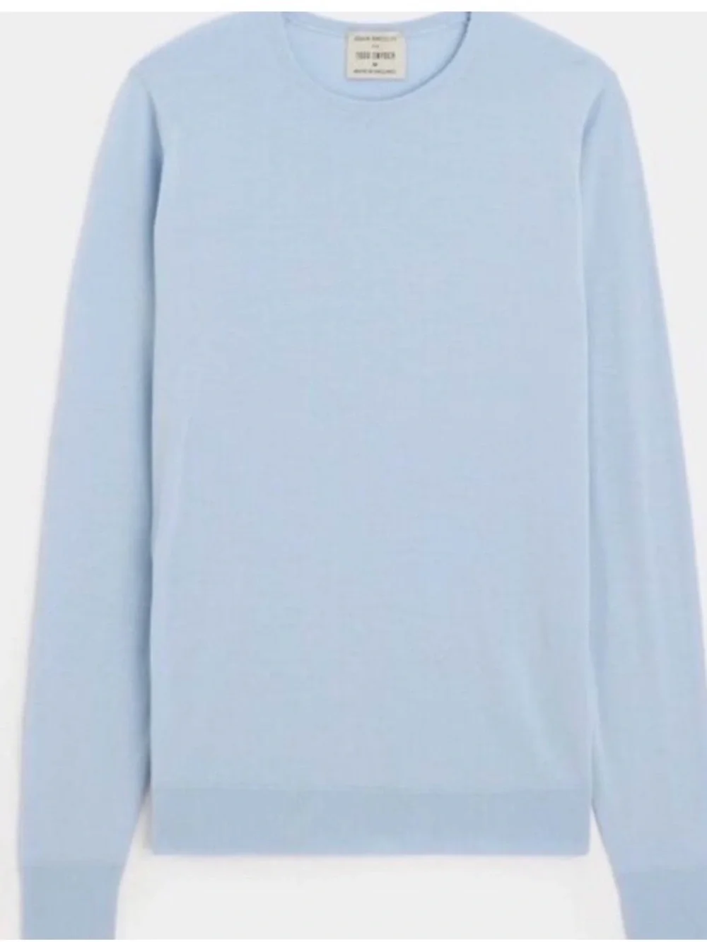 EUC John Smedley for Todd Snyder Light Blue Crewneck Marcus Merino Wool Sweater